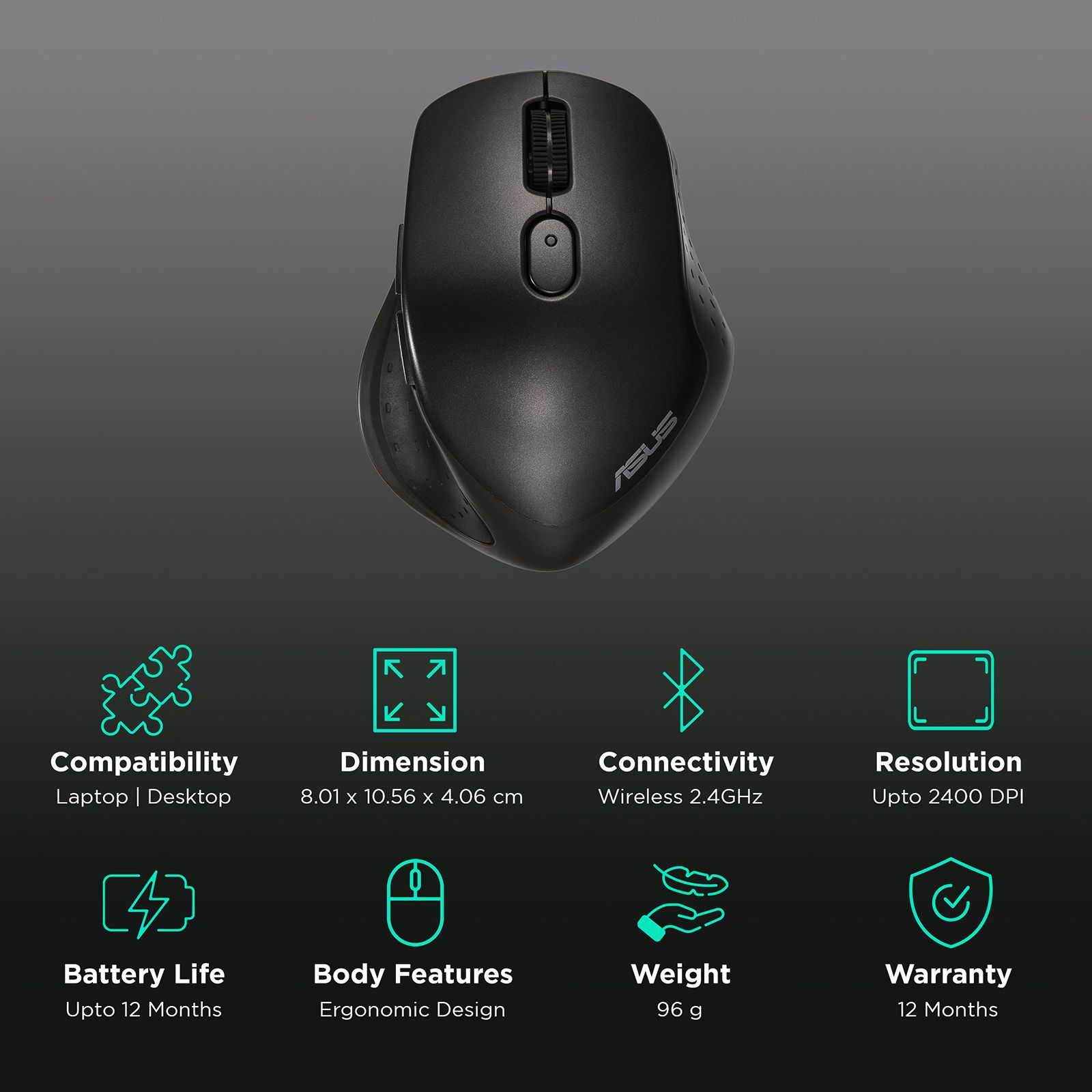 Buy ASUS Silent MW203-BK Bluetooth 5.0 & 2.4GHz Wireless Optical Mouse ...